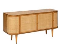 Buffet, meuble de rangement avec 4 portes en bois coloris Miel - Longueur 150 x Profondeur 45 x Hauteur 75 cm