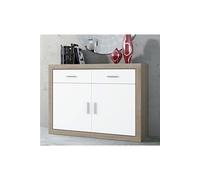 Buffet, meuble de rangement coloris chene cambrian, blanc - Longueur 120 x profondeur 41,4 x hauteur 90,2 cm --