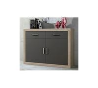 Buffet, meuble de rangement coloris chene cambrian, graphite - Longueur 120 x profondeur 41,4 x hauteur 90,2 cm --