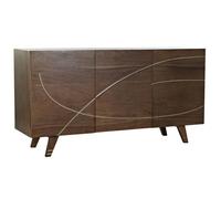 Buffet meuble de rangement en bois d'acacia coloris marron foncé - Longueur 145 x Hauteur 76 x Profondeur 41 cm