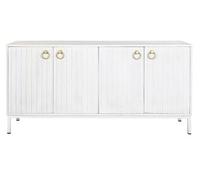 Buffet, meuble de rangement en bois de manguier blanc et métal doré - Longueur 152 x Profondeur 40 x hauteur 77 cm --