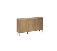 Buffet, meuble de rangement en bois MDF naturel et acier coloris noir - Longueur 140 x Profondeur 40 x Hauteur 80,50 cm--