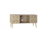 Buffet meuble de rangement en paulownia et MDF coloris naturel - Longueur 120 x Hauteur 60 x Profondeur 42 cm - -
