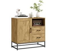 HOMCOM Buffet Salon Meuble de Rangement Style Moderne avec 2 tiroirs, Compartiment Ouvert et étagère réglable - Buffet Salle à Manger, Cuisine et Salon, 80 x 40 x 78 cm, Bois Naturel