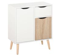 Buffet - meuble de rangement - HOMCOM - design scandinave 2 placards tiroir coulissant - bois chêne - blanc