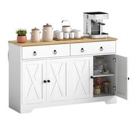 Buffet meuble de rangement - HOMCOM - style rural - 2 tiroirs et 2 placards avec étagères à hauteurs réglables - blanc
