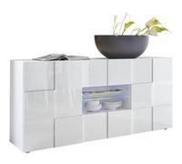 Buffet MILANO Décor laqué brillant 2 portes 2 tiroirs L181 P43 H84 cm Blanc Blanc