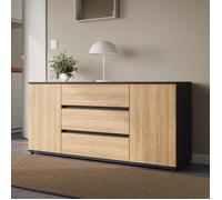 Buffet Moderne 150x40x70 cm - Meuble de Rangement avec 3 Tiroirs 2 Portes - Enfilade - Anthracite Chêne