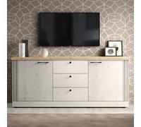 Buffet moderne 2 portes-3 tiroirs coloris chêne naturel YANIS