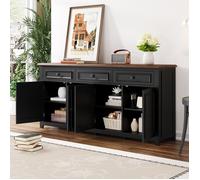 Buffet moderne, 4 portes et 3 tiroirs, ensemble de rangement pour salon, meuble TV, meuble d'entrée, meuble de rangement, blanc