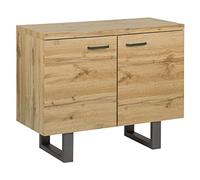 Buffet Moderne à 2 Portes en Bois Clair Rangement avec Base en Métal Timber