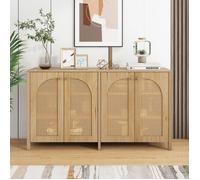 Buffet moderne - DREAMMESPACE - 4 portes - MDF et rotin PE - Capacité 40 kg