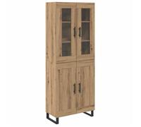 Buffet moderne en bois aggloméré et verre - vidaXL - Chêne artisanal - 69,5x34x180 cm - 4 portes - Rangement spacieux