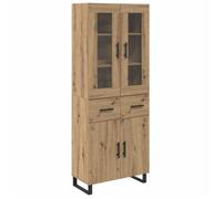 Buffet moderne en bois aggloméré et verre - vidaXL - Chêne artisanal - 69,5x34x180 cm - 4 portes - Tiroir intégré