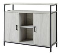 Buffet Moderne en Bois avec 2 Portes et Étagères, Meuble de Cuisine et d'Entrée Gris Clair, 100x34x87.2cm