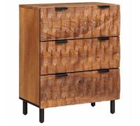 Buffet moderne en bois de mangue - vidaXL - Finition Acacia Brun - 60 x 33,5 x 75 cm - 3 tiroirs - Bois de mangue massif