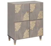 Buffet moderne en bois de manguier - vidaXL - Gris et or - 60x33x75 cm - Bois de manguier massif - 4 portes