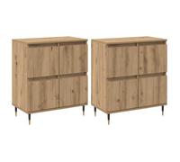 Buffet moderne en bois d'ingénierie - vidaXL - 120x35x70 cm - Chêne artisanal - 8 portes - Assemblage requis - Lot de 2