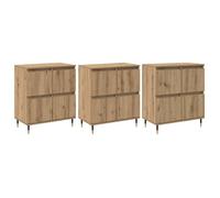 Buffet moderne en bois d'ingénierie - vidaXL - 180x35x70 cm - Chêne artisanal - 12 portes - Lot de 3 - Assemblage requis
