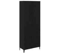 Buffet moderne en bois d'ingénierie - vidaXL - 69,5x34x180 cm - Noir Effet Chêne - Grand espace de rangement