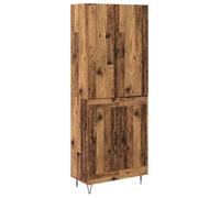 Buffet moderne en bois d'ingénierie - vidaXL - Bois ancien - 69,5x34x180 cm - Grand rangement - Poignées D-Pull en métal