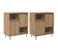 Buffet moderne en bois d'ingénierie - vidaXL - Chêne artisanal - 120x35x70 cm - 4 portes - Lot de 2 - Finition mate