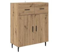 vidaXL Buffet Chêne artisanal 69,5 x 34 x 90 cm – Bois d'ingénierie, finition mate, poignées métal