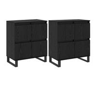 Buffet moderne en bois d'ingénierie - vidaXL - Chêne noir - 120x35x70 cm - 8 portes - Lot de 2 - Étagères spacieuses