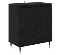 Buffet moderne en bois d'ingénierie - vidaXL - Chêne noir - 60x35x70 cm - 2 portes - 60 kg max - Pieds coniques