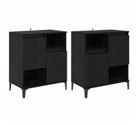 vidaXL Buffet moderne en bois d'ingénierie Chêne noir 60x35x70 cm 4 portes étagères ajustables