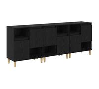 Buffet moderne en bois d'ingénierie - vidaXL - Chêne noir - 60x35x70 cm - 6 portes - Lot de 3 - Assemblage requis