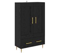 Buffet moderne en bois d'ingénierie - vidaXL - Chêne Noir - 69,5 x 31 x 115 cm - Pieds en métal doré - 2 portes - Tiroir