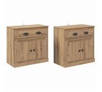 Vidaxl Buffets Avec Tiroir 2 Pcs Chêne Artisanal 70 X 35,5 X 67,5 Cm