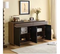 Buffet moderne O.Ye 150 x 40 x 85 cm, 2 tiroirs et 4 portes - design élégant, aspect bois Marron noir BUFFET