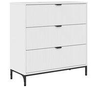 Buffet moderne - vidaXL - Blanc brillant - 79,5 x 33 x 82 cm - Bois d'ingénierie - 3 tiroirs - Niveaux ajustables