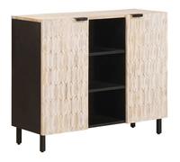 Buffet moderne - vidaXL - Finition lavage blanc - Bois de mangue massif - 90x33 5x75 cm - 2 portes à charnières