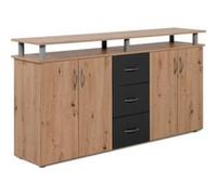 Buffet NEVADA Décor Chene artisan et Anthracite 4 portes 3 tiroirs L 155 H 83 P 35 Anthracite
