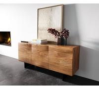 Buffet New Live-Edge 145 cm acacia naturel 3 portes pied aspect flottant métal noir