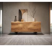 Buffet New Live-Edge 145 cm chêne naturel 3 portes patin métal noir