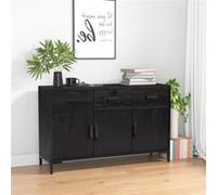 Buffet Noir 110x35x70 cm Bois de pin massif Noir G