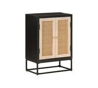 Buffet noir 55x30x76 cm bois massif de manguier et fer Noir G