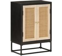Buffet noir 55x30x76 cm bois massif de manguier et fer