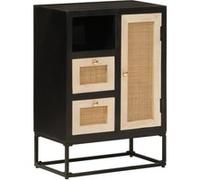 Buffet noir 55x30x76 cm bois massif de manguier et fer Noir G