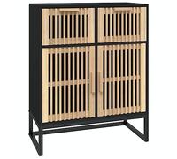 Buffet Noir 60 x 30 x 75 cm, Bois d'Ingénierie avec Portes et Tiroirs | Meuble de rangement polyvalent, pied en fer stable, résistant à l'humidité, montage facile avec instructions fournies