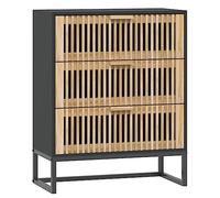 Buffet Noir 60 x 30 x 75 cm en Bois d'Ingénierie avec Tiroirs | Meuble avec tiroirs en bois, pied en fer stable, surface résistante à l'humidité, instructions de montage incluses, fixation