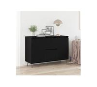 Buffet Noir Chêne 101,5x35x70 cm Bois d ingénierie