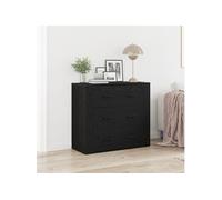 Buffet Noir Chêne 33x80x70 cm Bois reconstitué