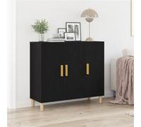 vidaXL Buffet Chêne Noir 90 x 34 x 80 cm Bois d'ingénierie, Salle de séjour, Buffet rectangulaire, Rangement Moderne, Décor Minimaliste, Meuble Utilitaire en Bois