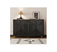 Buffet noir - Meuble de rangement vintage avec 4 portes gravées et étagères réglables - Pour salon et salle à manger
