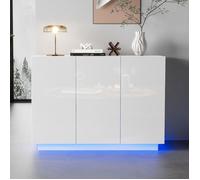Buffet - PAGE Living - Blanc laqué brillant - LED 16 couleurs Bluetooth - 120x40x75 cm